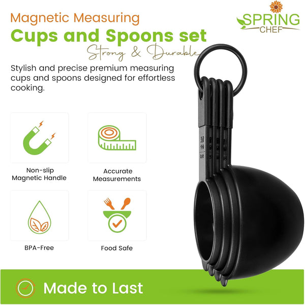 Black Magnetic Measuring Cups & Spoons - 9 Pcs - Nesting Design4