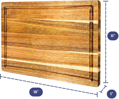 Non-Toxic Acacia Wood Cutting Board, Mineral Oil & Plastic Free, 16X11 in | Petroleum & BPA Free. Fsc-Certified Wood. Knife-Friendly Surface. Beeswax, Flaxseed & Lemon Oil Finish.8