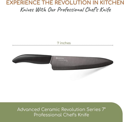 ’S Revolution Ceramic Revolution Series: 7” Professional Ceramic Chef Knife, Black2