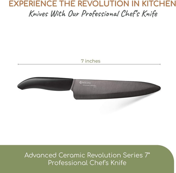 ’S Revolution Ceramic Revolution Series: 7” Professional Ceramic Chef Knife, Black2