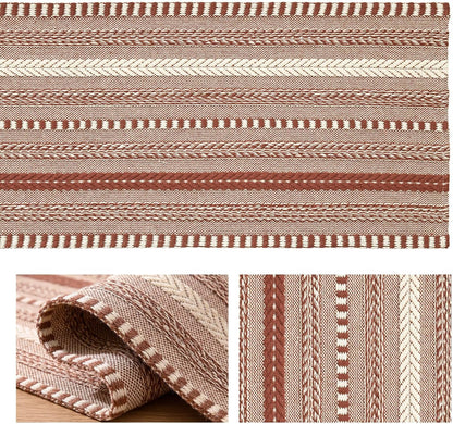 Caramel Farmhouse Stripe Braided Table Runner 12X72 Inch6