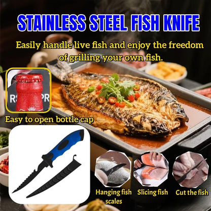 Fishing Knife Set, Fish Cleaning Kit, Filet Knife for Fish, Fish Scale Cleaning Brush, Multi-Functional Scissors, Gloves, Fishbone Tweezers, Storage Bag,Fishing Accessories,Fishing Tool Kit5