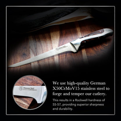 7-Inch Fillet Knife | German Forged High Carbon Steel Blade for Filleting, Boning, Trimming & Slicing | Ergonomic Quad-Tang Pakkawood Handle & Gift Box3
