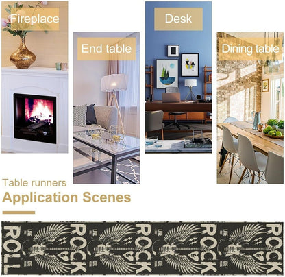 Rock Music Table Runner, Rock and Roll Electric Guitar Black Music Character Theme Table Runner for Kitchen Dinning Decor Home Wedding Party Holiday, 13X60 Inch5