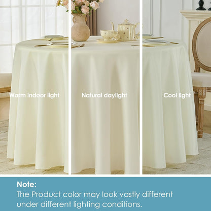 10 Pack round Tablecloth 132Inch Polyester Table Cloth, Ivory7