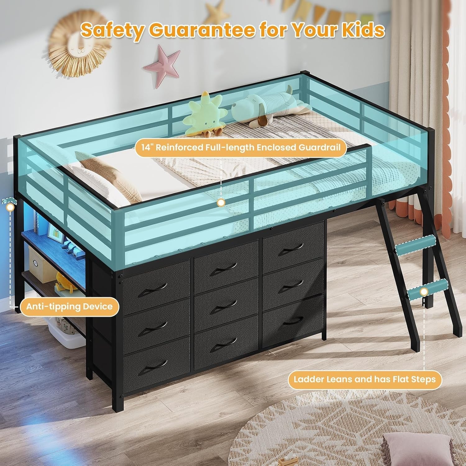 low-loft-bed-twin-size-with-9-storage-drawers-led-lights-loft-bed