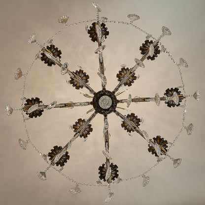 Vintage 8 Arms Crystal Chandelier Candle Light Fixture for Dining Room Living Room Bedroom Hallway Entryway Antique Gold Finish (34"-12 Lights)6