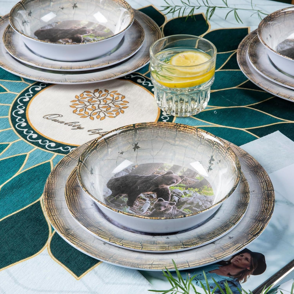 12pcs-melamine-dinnerware-set-for-4-bear-dinner-plates-bowls-set