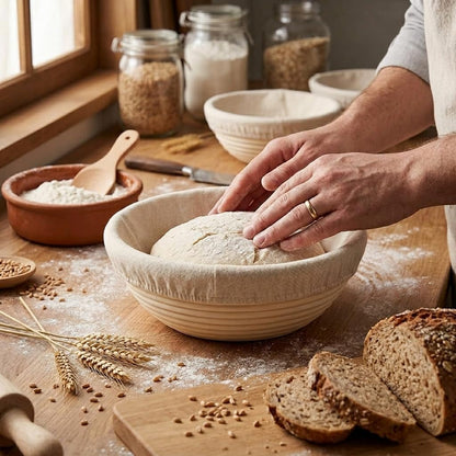 Premium round Bread Banneton Basket with Liner (Set of 2 9" round Baskets)6