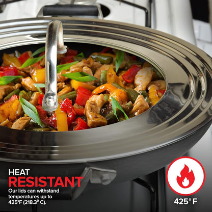 Universal Lid with Tempered Glass Top for Pots & Pans, Fits 8.25, 9, 10, 11, and 12 Inch Cookware - Large Replacement Frying Pan Cover, Cast Iron Skillet Lids - Stainless Steel5