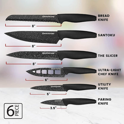 Nutriblade 6 Piece - Ultra Sharp, Pfoa-Free Stainless Steel Blades, Kitchen Knife Set, with Nonstick Granite Coating, Easy-Grip Handle, Dishwasher-Safe2