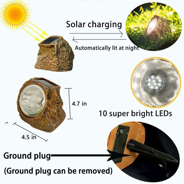 Solar Garden Rock Lights Outdoor, 2 Pack 10 LED Waterproof Solar Powered Rock Light，Yard Landscaping Spotlights, for Indoor and Outdoor Decoration3