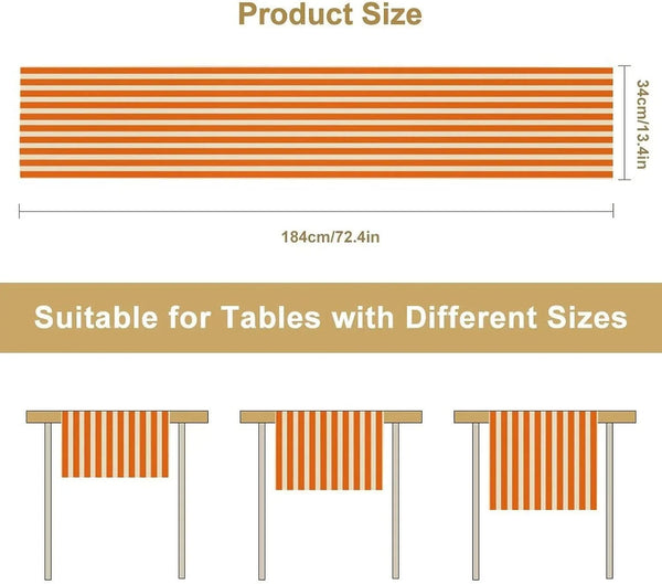 Striped Table Runner, Orange White Vertical Stripe Modern Minimalism Farmhouse Table Kitchen Dinning Table Runner for Indoor Home Decor Birthday Party Wedding, 13X36 Inch2