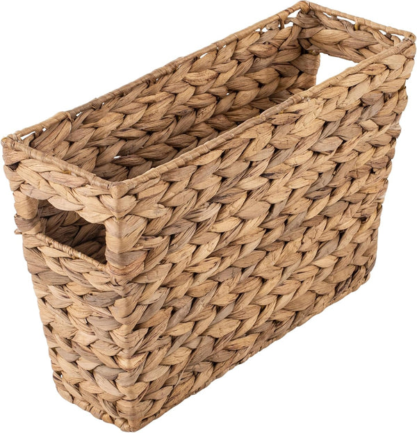Woven Water Hyacinth Wicker Storage Basket, Magazine, Natural1