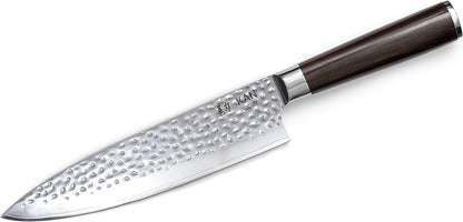 Core Professional Chef Knife 8-Inch VG-10 67 Layers Damascus Ambidextrous (Hammered Japanese VG-10 Blade, Ebony Wood Handle-Upgraded Version)1