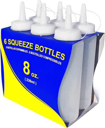 Squeeze Bottles, Plastic, 8 Oz, Clear, Pack of 61