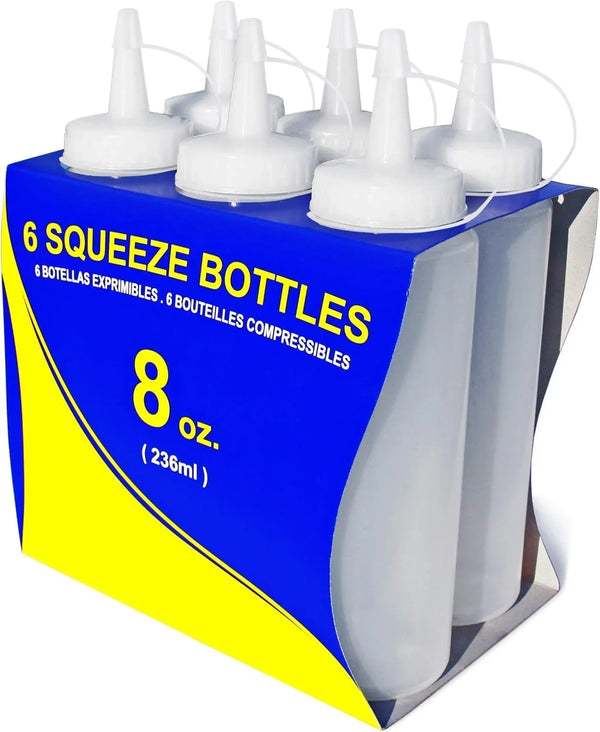 Squeeze Bottles, Plastic, 8 Oz, Clear, Pack of 61