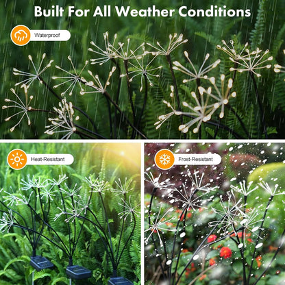 Solar Garden Lights 120 LED Decorative Firework Lights 2-Pack Warm5