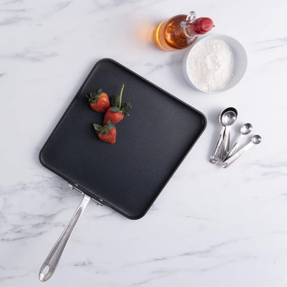 All-Clad HA1 Hard Anodized Nonstick Griddle 11X11 Inch Oven Broiler Safe 500F, Lid Safe 350F Pots and Pans, Cookware Black3