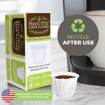 Café Filter Paper Liners for Reusable K-Cup Coffee Pods, 100 Ct | 100% Biodegradable Paper, Fits Most Refillable Coffee Pods, Traps Sediment and Oils for Smoother Coffee and Easy Cleanup5