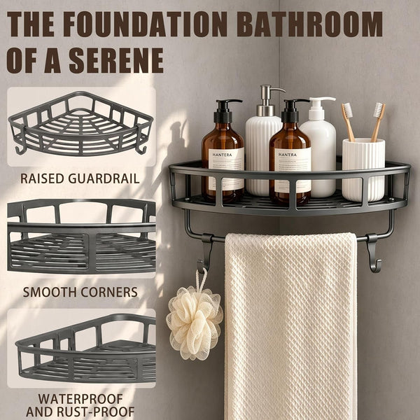 Shower Caddy Hanging 2 Pack, Rustproof Adhesive Corner Shower Shelves3