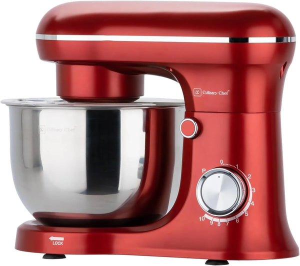 Retro Electric Stand Mixer, 4.75 Quart / 4.5L, 8 Speeds with Whisk, Dough Hook, Flat Beater Attachments, Splash Guard (RED)1