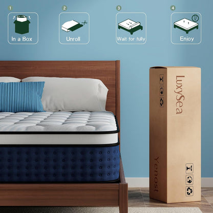 Queen Mattress, 12 Inch Hybrid Queen Size Mattress in a Box, Medium Firm, Cooling Gel Memory Foam, Individual Pocket Spring for Motion Isolation/Lumbar Support & Pressure Relief, Certipur-Us7