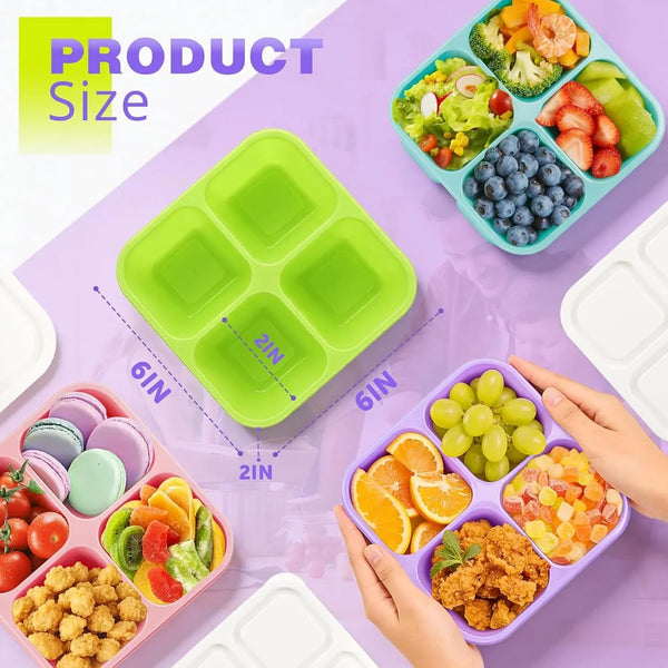 4 Pack Snack Containers Bento Box Adult Lunch Box,Meal Prep Container, Reusable Food Storage Lunch Containers Stackable for Work, Travel and Gym (Grass Green, Pink, Green, Purple)2