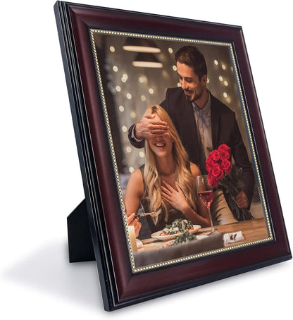 8X10 Picture Frame for Tabletop Display and Wall Mounting Wooden 2 Pieces Mahogany with Gold Beaded Collage Brown7