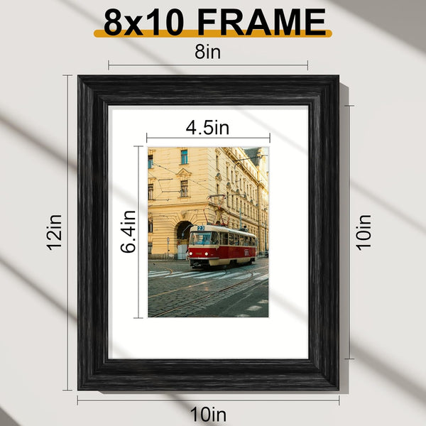 8X10 Picture Frames, Vintage Photo Frames, Distressed Black, 2-Pk7