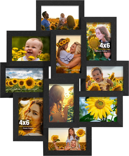 4X6 Collage Frame 10 Pack Glass Front Black1