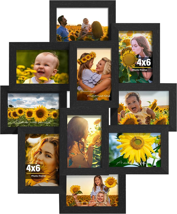 4X6 Collage Frame 10 Pack Glass Front Black1