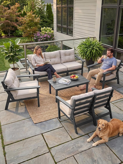 5 Seats HDPE Patio Conversation Sets, Outdoor Patio Furniture Set8