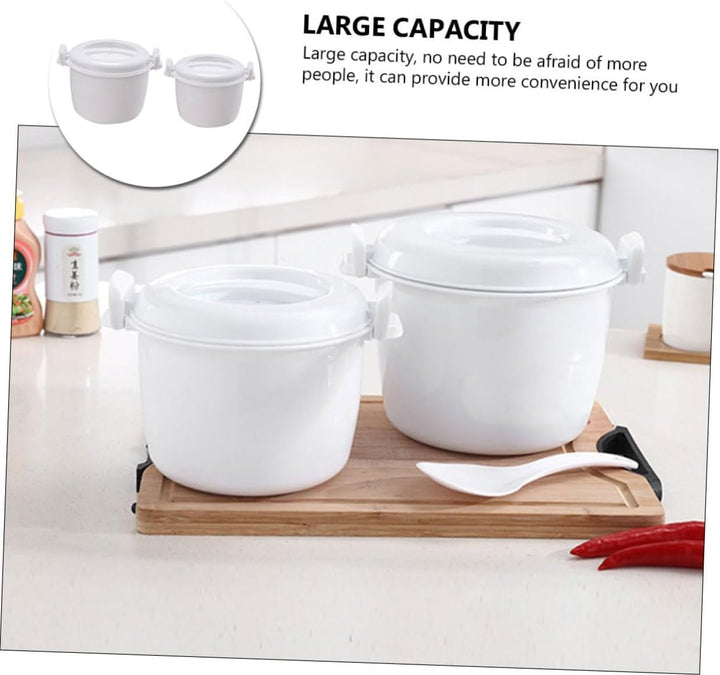 2Pcs Microwave Rice Cooker Portable Food Container for Steaming Rice Home Use Rice Cooker for Microwave Cooking Simple and Convenient Rice+2