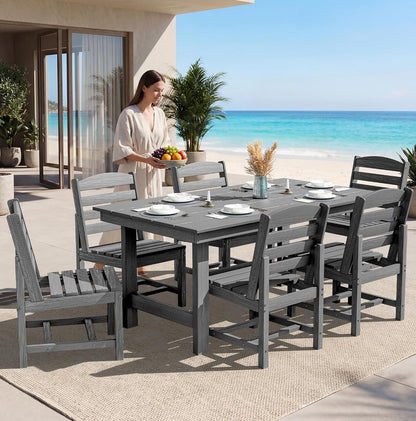 Armless Outdoor Dining Set, Patio Dining Set for 6, Gray8