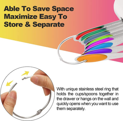 Stainless Measuring Cups and Spoons Set with Silicone Handle, 16Pcs6