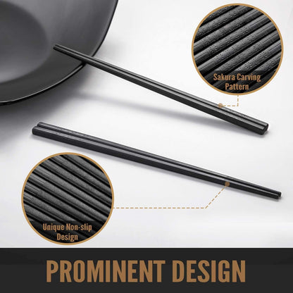 10 Pairs Fiberglass Chopsticks - Reusable Chopsticks Dishwasher Safe, 9 1/2 Inches - Black5