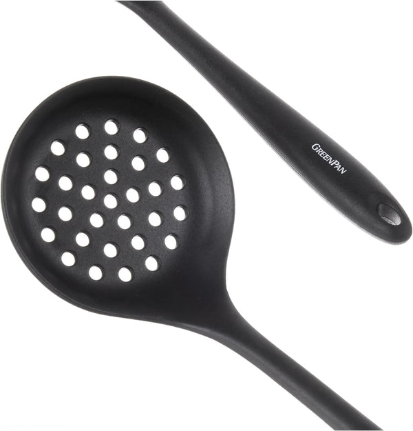 5 Piece Cooking Utensil Set, Flexible Nonstick Silicone, Stain-Free, Tongs, Turner, Spatula, Skimmer, and Slotted Spoon, Black10