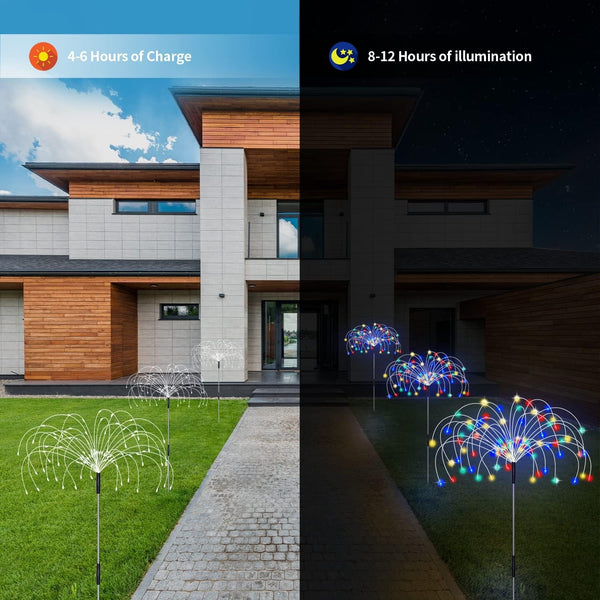 Solar Garden Lights, Outdoor Firework Lights, 5 Pack 120 LED Decorative Stake with Remote, 8 Modes DIY Landscape Light Waterproof Lamps for Walkway Pathway Backyard Lawn8