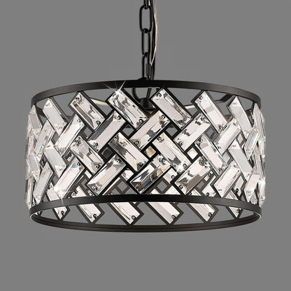12.4" Black Crystal Chandelier, Morden 3-Light Dining Room Light Fixture1