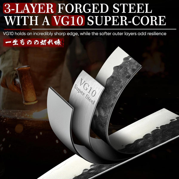 Gyuto Chef Knife - Japanese High Carbon Steel VG10 Core Ebony Grip 8"4