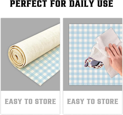 Blue and White Gingham Linen Placemats Set of 4, Waterproof Washable Heat Resistant Place Mats 12X18 Inch, Table Mat for Restaurant Outdoor Indoor Home Kitchen Party Dining Decoration-153