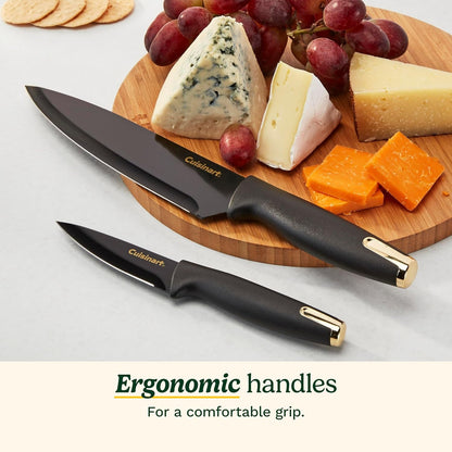 Advantage Nonstick Ceramic-Coated Knife Set, 7-Piece Acrylic Block Stainless Steel Knives for Precise Cutting, Durable Kitchen Knife Set with Ergonomic Handles, G1042-7BG4