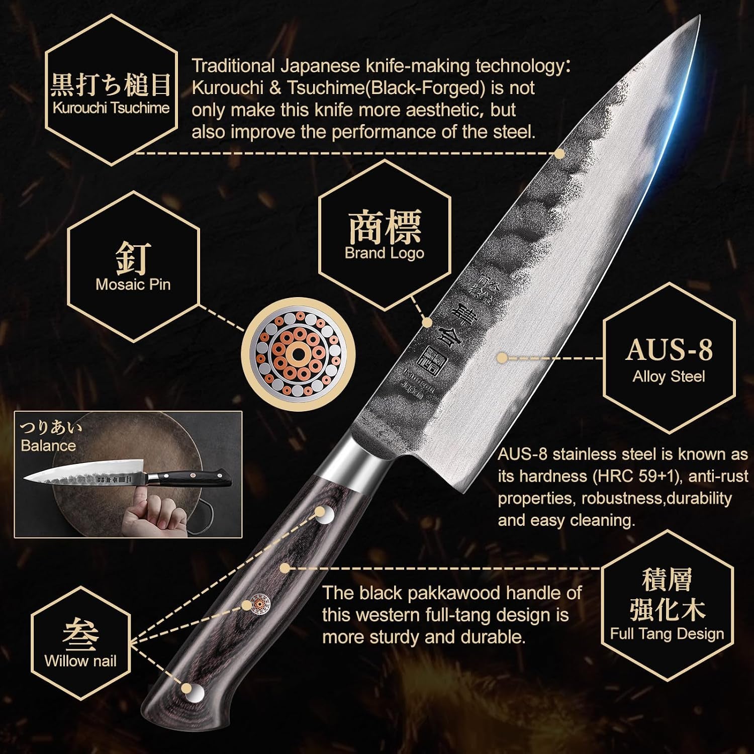 8-inch-chef-knife-japanese-chefs-knife-black-forged-kitchen-knife-with-aus-8-alloy-steel-and-full-tang-pakkawood-handle-christmas-gift-with-premium-box