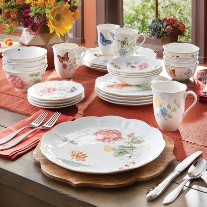 Butterfly Meadow Porcelain 28-Piece Dinnerware Set for 45