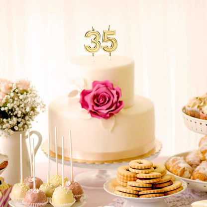 35Th Birthday Candles Cake Topper Number, Gold, 3.54 Inch6