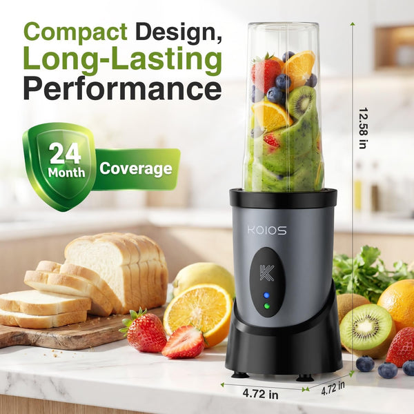 Smoothie Blender Kitchen, 900W Personal Blenders with 3 To-Go Cups | (2) 23Oz & 16Oz Cups, Blend Smoothies Shakes Juices Frozen Drinks, Dishwasher Safe Part, Twist-Lock, 14Pcs, Recipe, Grey Blue5