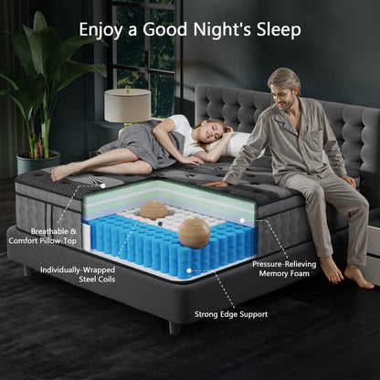 King Size Mattress 16 Inch, Upgraded Luxury Hybrid King Mattress in a Box2