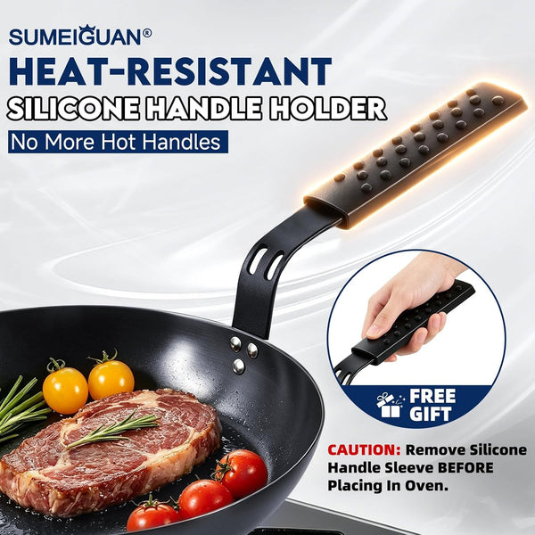 10" Carbon Steel Frying Pan, Pre-Seasoned Nonstick & Chemical-Free | Detachable Silicone Handle Cover, Oven & Dishwasher Safe, Induction Compatible, Chemical-Free Cooking Surface3
