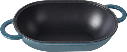 Enameled Cast Iron Bread Pan Dutch Oven with Lid and Loop Handles - Dark Teal Blue – Oven Safe Form for Baking and Cooking, Artisan Bread Kit - Loaf Pan5